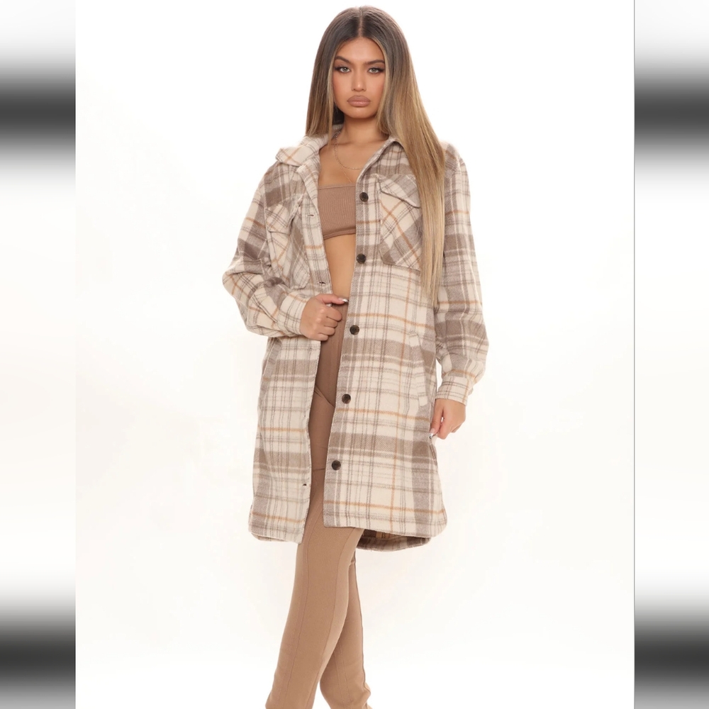 Reality Check Plaid Shacket - Brown - image 1
